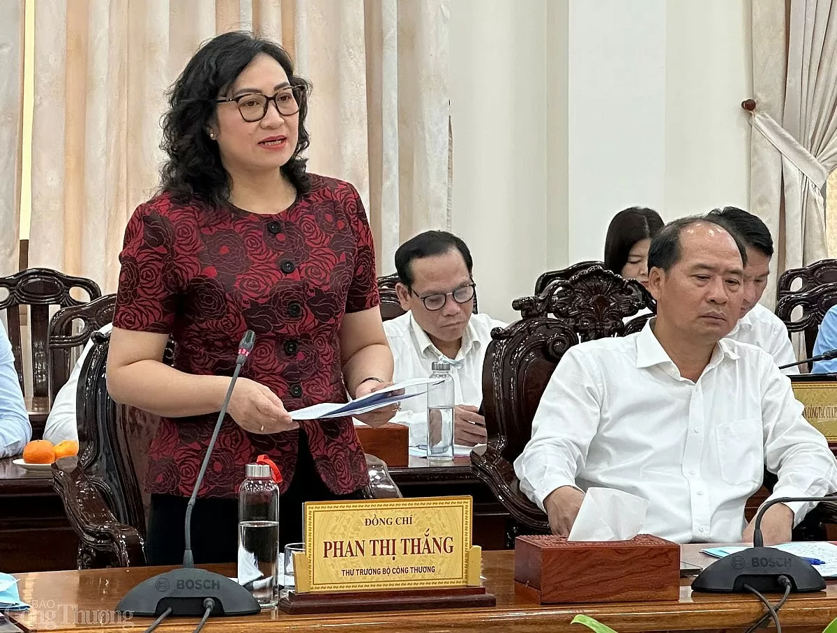 Thứ trưởng Bộ Công Thương Phan Thị Thắng phát biểu tại buổi làm việc